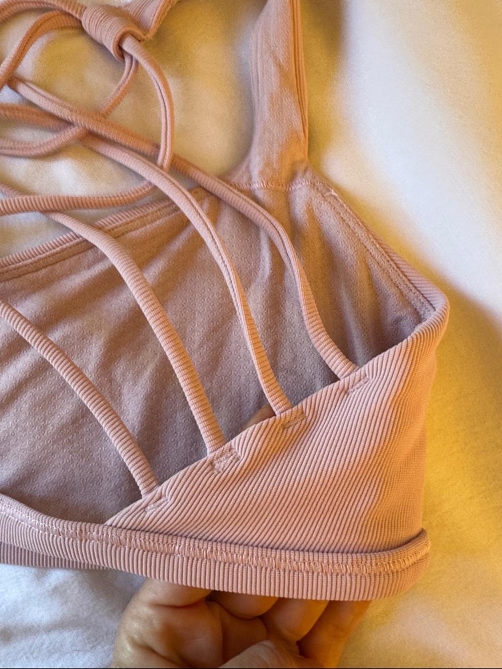 lululemon athletica Strappy Ribbed Sports Bra in Dusty Rose - Picture 3 of 6